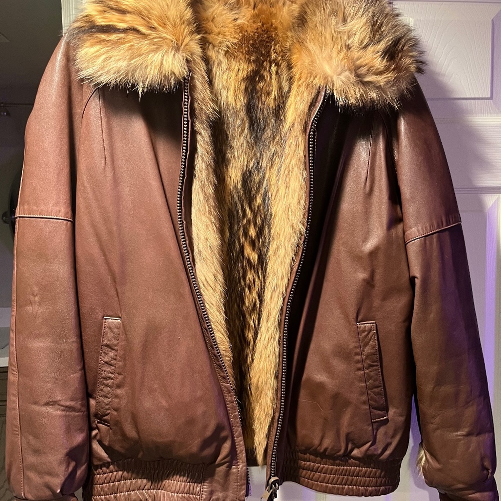 Leather and Tanuki Bomber Jacket Reversible